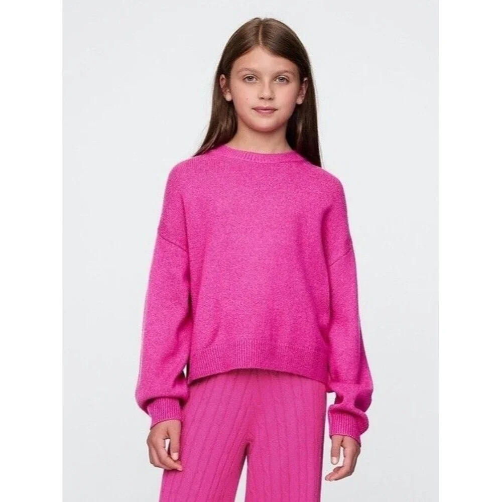 GAP Kids Sweater Girls Pink Metallic Shimmer Knit Pullover Crew Neck Casual S